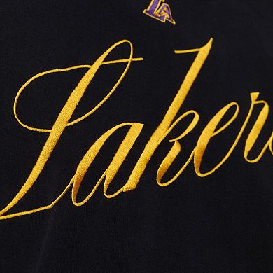 Women's Mitchell & Ness Black Los Angeles Lakers Hardwood Classics Script Lightweight Sweatshirt