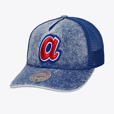 Unisex Mitchell & Ness Blue Atlanta Braves Cooperstown Gameday Adjustable Trucker Hat