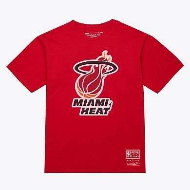 Unisex Mitchell & Ness Red Miami Heat Hardwood Classics Arch T-Shirt