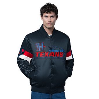 Men's Starter Black Houston Texans Triple Option Satin Varsity Vintage Logo Full-Snap Jacket