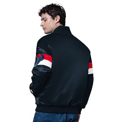 Men's Starter Black Houston Texans Triple Option Satin Varsity Vintage Logo Full-Snap Jacket