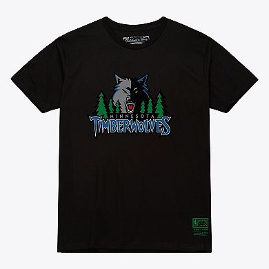 Unisex Mitchell & Ness Black Minnesota Timberwolves Hardwood Classics Arch T-Shirt
