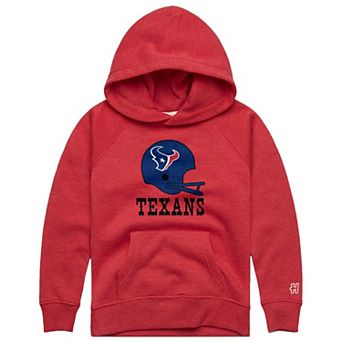 Youth Homage Red Houston Texans Big Helmet Tri-Blend Hoodie