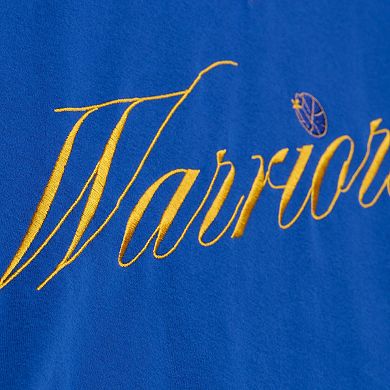 Women's Mitchell & Ness Royal Golden State Warriors Hardwood Classics Script Lightweight Sweatshirt