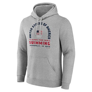 Men's Gray USA Swimming 2024 U.S. Olympic Team Trials Arch Pullover Hoodie
