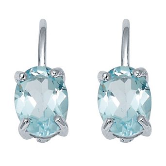 PalmBeach Jewelry 3.20 TCW Oval Cut Genuine Blue Topaz Sterling Silver Earrings
