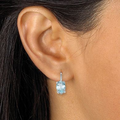 PalmBeach Jewelry 3.20 TCW Oval Cut Genuine Blue Topaz Sterling Silver Earrings