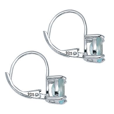 PalmBeach Jewelry 3.20 TCW Oval Cut Genuine Blue Topaz Sterling Silver Earrings