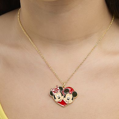 Disney Mickey & Minnie Heart Necklace and Stud Earrings Set