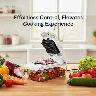 4 in 1 Vegetable Chopper and Spiralizer with Container and Fruit Slicer