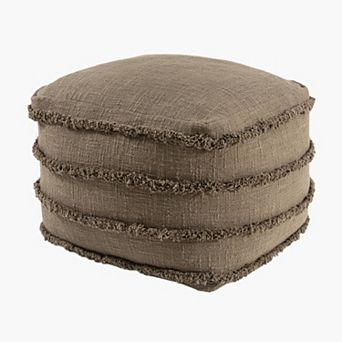HomeRoots 18" Brown Cotton Striped Pouf Ottoman