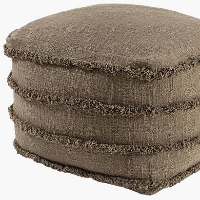 HomeRoots 18" Brown Cotton Striped Pouf Ottoman