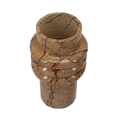 HomeRoots 8" Brown Genuine Marble Ridged Table Vase