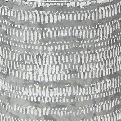 HomeRoots 10" Gray Galvanized Metal Geometric Patterned Jug Vase
