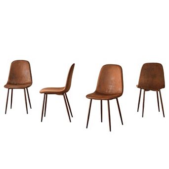 HomeRoots Set of Four Brown Suede and Metal Dining Side Chairs