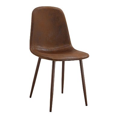 HomeRoots Set of Four Brown Suede and Metal Dining Side Chairs