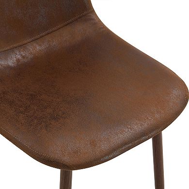HomeRoots Set of Four Brown Suede and Metal Dining Side Chairs