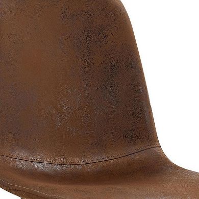 HomeRoots Set of Four Brown Suede and Metal Dining Side Chairs