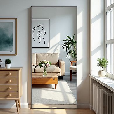 HomeRoots 71" Black Metal Freestanding Or Wall Mount Framed Full Length Mirror