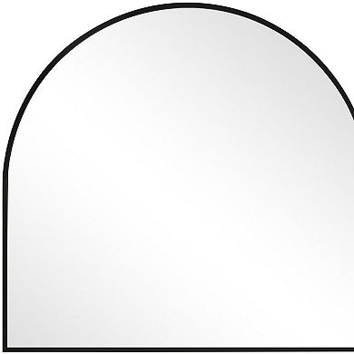 HomeRoots 29" Black Metal Wide Arch Framed Bathroom Vanity Mirror