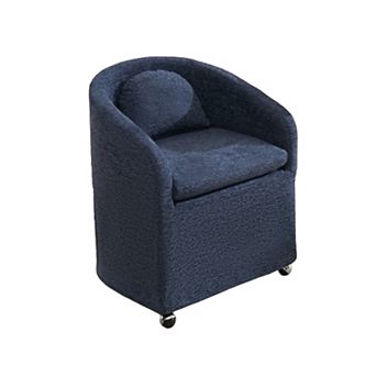 HomeRoots Blue Chenille Wing Back Dining Side Chair