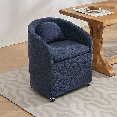 HomeRoots Blue Chenille Wing Back Dining Side Chair