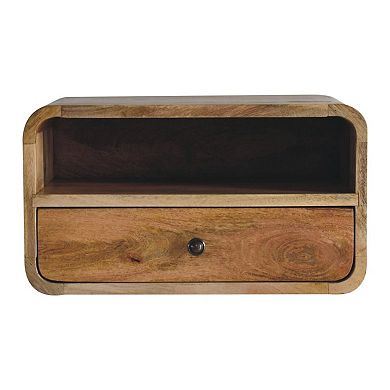 HomeRoots 18" Brown Solid Wood One Drawer Floating Nightstand