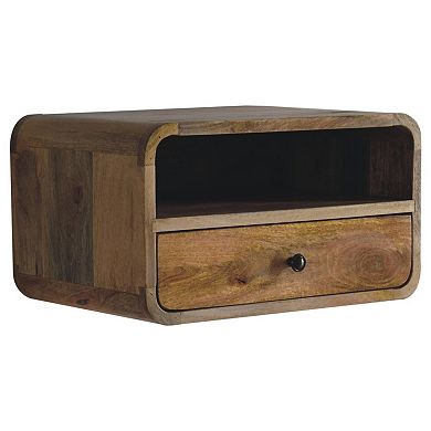 HomeRoots 18" Brown Solid Wood One Drawer Floating Nightstand