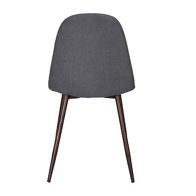 HomeRoots Set of Four Gray and Brown Fabric and Steel Dining Side Chairs