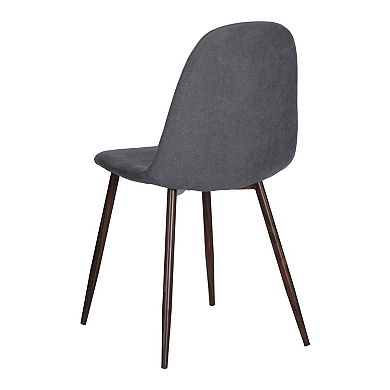 HomeRoots Set of Four Gray and Brown Fabric and Steel Dining Side Chairs