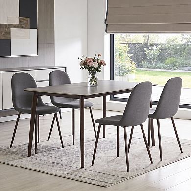 HomeRoots Set of Four Gray and Brown Fabric and Steel Dining Side Chairs