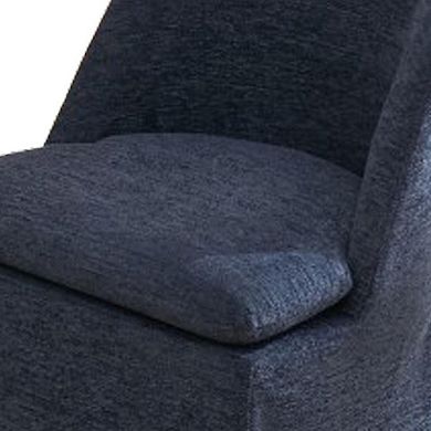 HomeRoots Set of Two Blue Chenille Wing Back Dining Chairs With Wheels