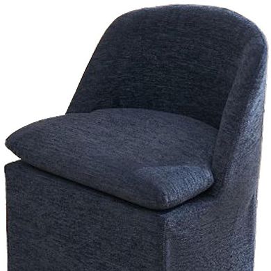 HomeRoots Set of Two Blue Chenille Wing Back Dining Chairs With Wheels