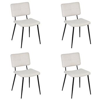 HomeRoots Set of Four Beige and Black Fabric and Steel Dining Side Chairs