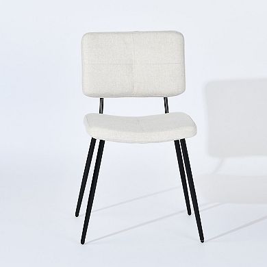 HomeRoots Set of Four Beige and Black Fabric and Steel Dining Side Chairs