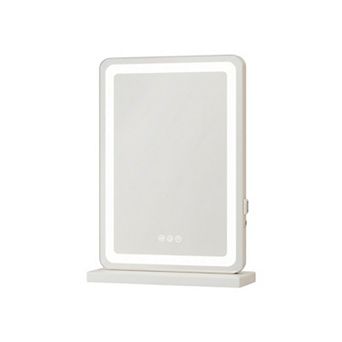 HomeRoots 18" Clear Lighted Freestanding Frameless Makeup Shaving Tabletop Mirror