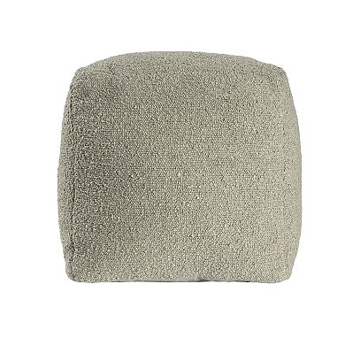 HomeRoots 18" Sage Boucle Pouf Ottoman