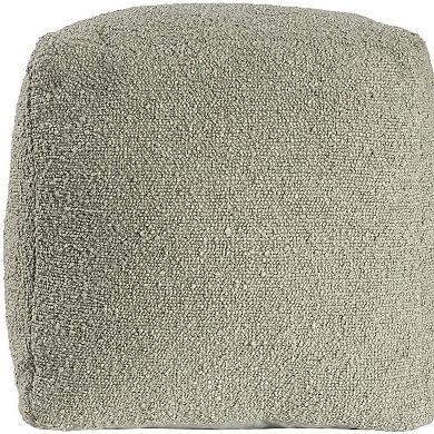 HomeRoots 18" Sage Boucle Pouf Ottoman