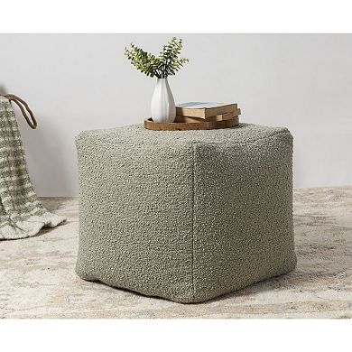HomeRoots 18" Sage Boucle Pouf Ottoman