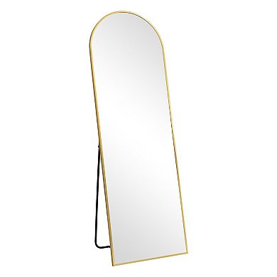 HomeRoots 64" Gold Metal Arch Freestanding Framed Standing Mirror