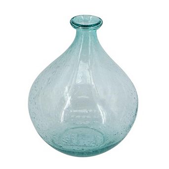 HomeRoots 10" Aqua Bubble Glass Round Table Vase