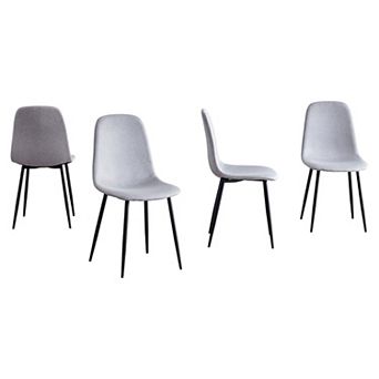 HomeRoots Set of Four Gray and Black Fabric and Metal Dining Side Chairs