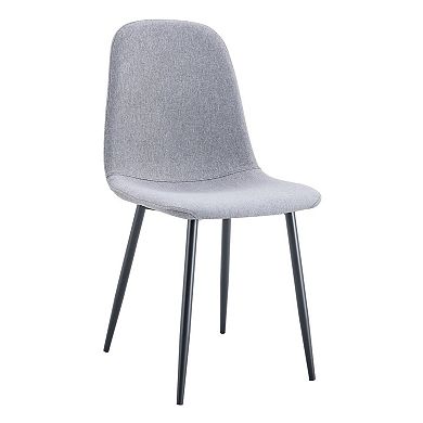 HomeRoots Set of Four Gray and Black Fabric and Metal Dining Side Chairs
