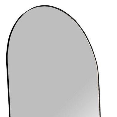 HomeRoots 59" Black Aluminum Arch Freestanding Or Wall Mount Framed Full Length Mirror