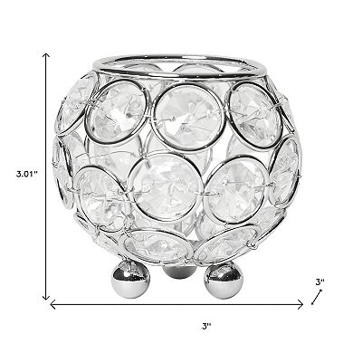 HomeRoots 3" Silver Geometric Faux Crystal Tabletop Votive Candle Holder