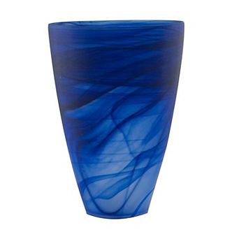 HomeRoots 12" Blue Abstract Swirl Glass Tapered Table Vase