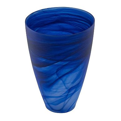 HomeRoots 12" Blue Abstract Swirl Glass Tapered Table Vase