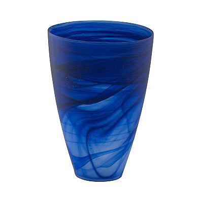 HomeRoots 12" Blue Abstract Swirl Glass Tapered Table Vase