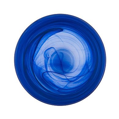 HomeRoots 12" Blue Abstract Swirl Glass Tapered Table Vase