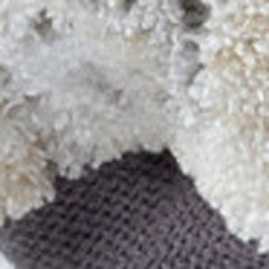 HomeRoots 18" Ivory and Light Gray Upholstered Medallion Pouf Ottoman